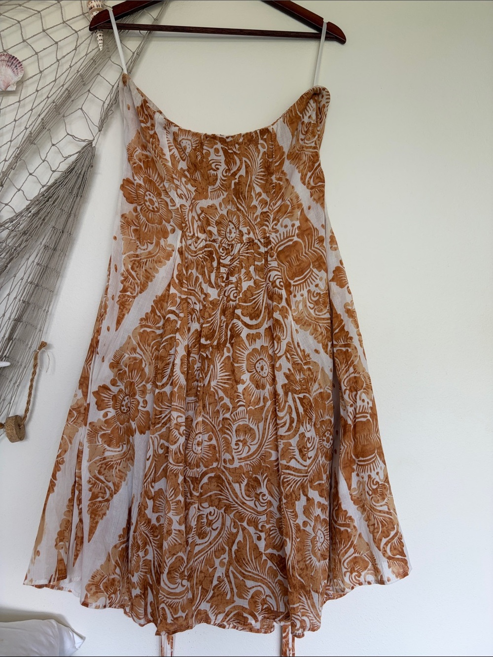 Diane Von Furstenberg Strapless Orange Paisley Print Dress - Picture 4 of 7